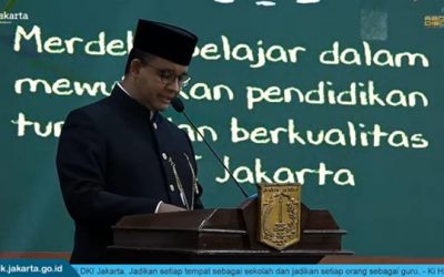Hari Pendidikan Nasional bersama Gubernur Pak Anies Baswedan dan Kadisdik DKI Jakarta Ibu Nahdiana